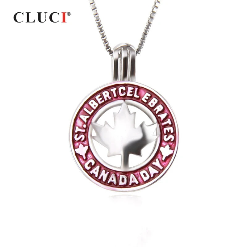 925 Silver Maple Leaf Cage Pendant for Pearl Necklace