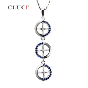 925 Silver Round Pendant Zircon Pearl Necklace Accessory for Women