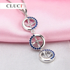 925 Silver Round Pendant Zircon Pearl Necklace Accessory for Women