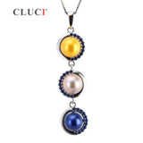 925 Silver Round Pendant Zircon Pearl Necklace Accessory for Women