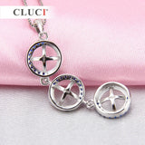925 Silver Round Pendant Zircon Pearl Necklace Accessory for Women