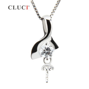 S925 Geometric Pearl Pendant Mounting, Silver Necklace Charms