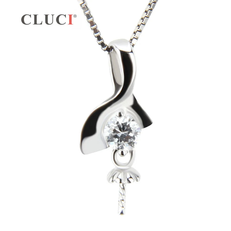 S925 Geometric Pearl Pendant Mounting, Silver Necklace Charms