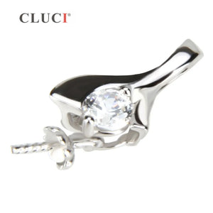 S925 Geometric Pearl Pendant Mounting, Silver Necklace Charms