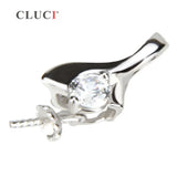 S925 Geometric Pearl Pendant Mounting, Silver Necklace Charms