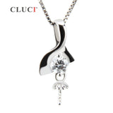 S925 Geometric Pearl Pendant Mounting, Silver Necklace Charms