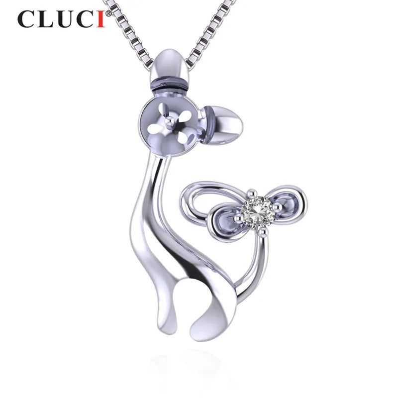 Cat Pendant Zircon Gemstone Silver 925 Women Jewelry