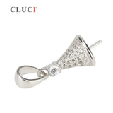 925 Silver Bell Zircon Pendant, Pearl Mounting Charms SP057SB