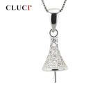 925 Silver Bell Zircon Pendant, Pearl Mounting Charms SP057SB