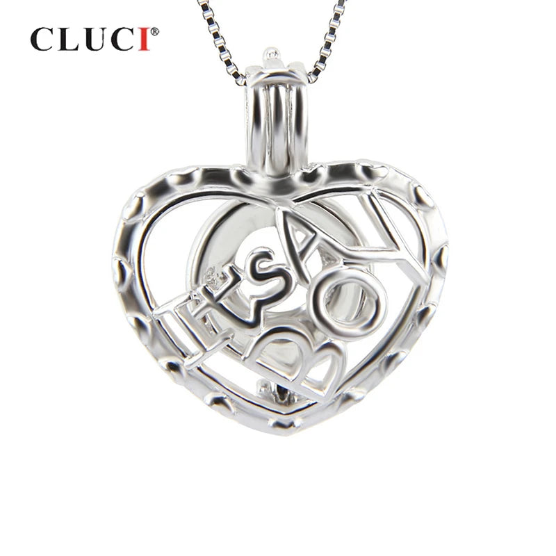 Heart Shaped Silver 925 Cage Pendant for Jewelry Making