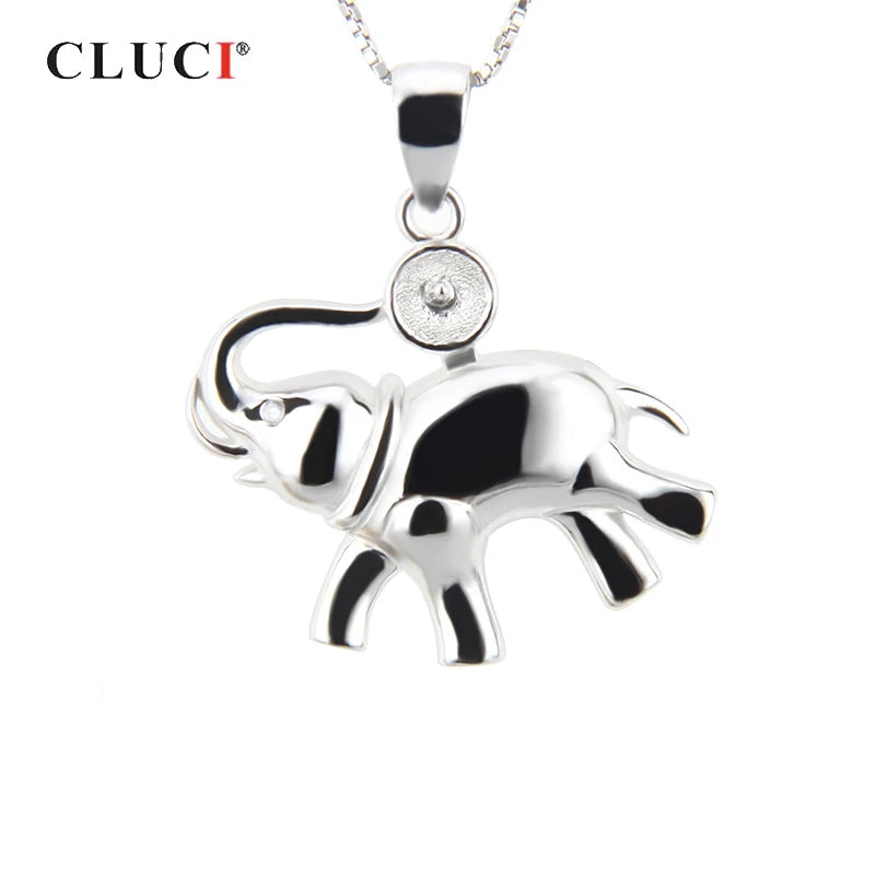 925 Silver Elephant Jewelry Women Pearl Pendant Mounting