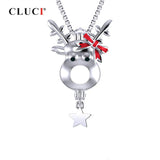 925 Silver Christmas Deer Pearl Locket Pendant for Women SC336SB