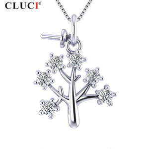 925 Silver Christmas Tree Charm Pendant Necklace with Zircon - SP370SB