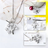 925 Silver Christmas Tree Charm Pendant Necklace with Zircon - SP370SB