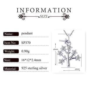 925 Silver Christmas Tree Charm Pendant Necklace with Zircon - SP370SB