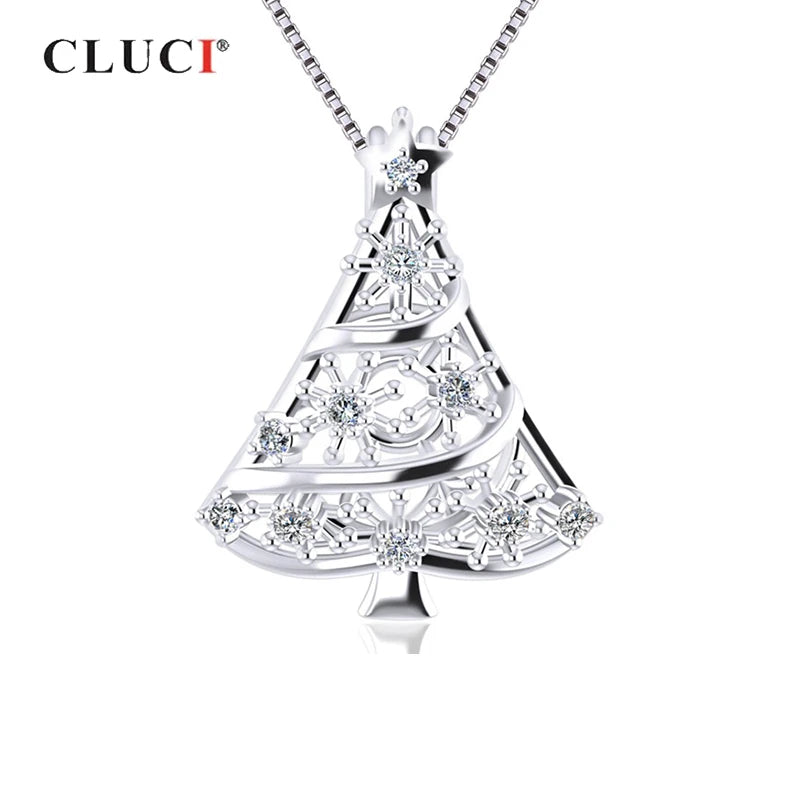 Sterling Silver Christmas Tree Pendant Holiday Gift Women Jewelry