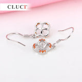 Silver 925 Clover Drop Earrings Zircon Earrings for Women SE059SB