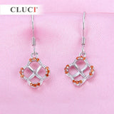 Silver 925 Clover Drop Earrings Zircon Earrings for Women SE059SB