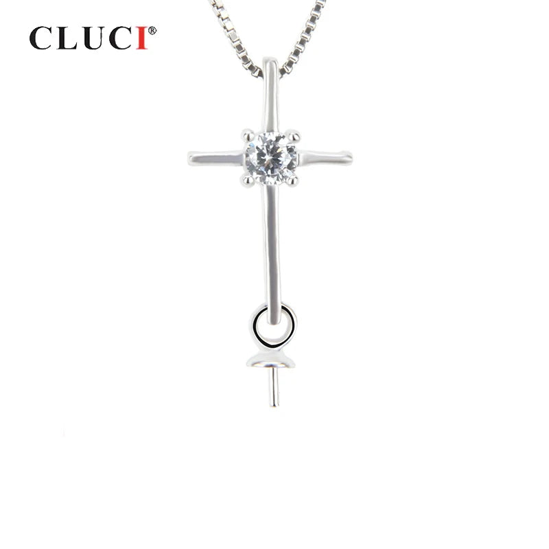 925 Silver Cross Pendant for Women with Zircon