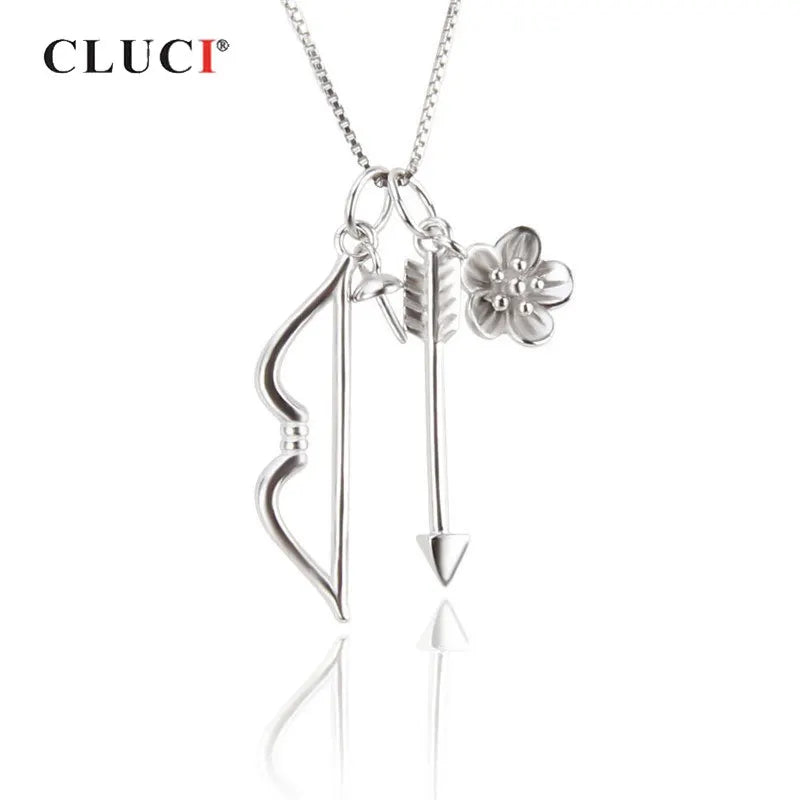 925 Silver Cupid's Bow & Arrow Pendant Necklace Valentine Gift Jewelry