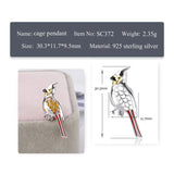 925 Sterling Silver Bird Charms Pendant for Necklace