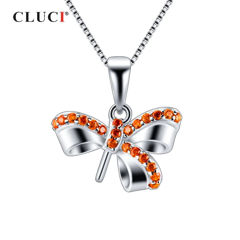 925 Silver Bow Pearl Pendant Mounting Jewelry SP417SB