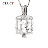 Silver 925 Carousel Cage Pearl Pendant Charms Gift for Women