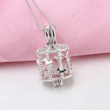 Silver 925 Carousel Cage Pearl Pendant Charms Gift for Women
