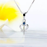 Sterling Silver Crown Pendant with Zircon Charms for Women