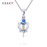 Sterling Silver Crown Pendant with Zircon Charms for Women