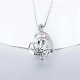 925 Silver Elephant Charms Women Pendant Heart Zircon Pearl Locket