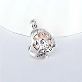 925 Silver Elephant Charms Women Pendant Heart Zircon Pearl Locket
