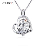 925 Silver Elephant Charms Women Pendant Heart Zircon Pearl Locket