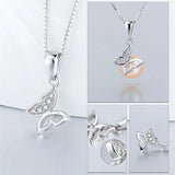 Silver Butterfly Charms Pendant with Zircon, Valentine Gift for Women