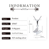 Silver Butterfly Charms Pendant with Zircon, Valentine Gift for Women