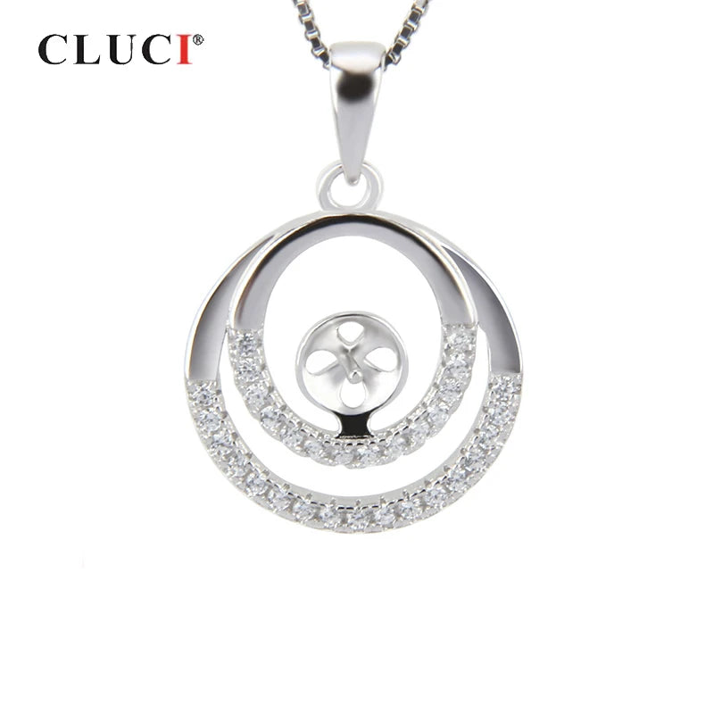 Double Round Pendant for Necklace Silver 925 Women Jewelry