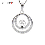 Double Round Pendant for Necklace Silver 925 Women Jewelry