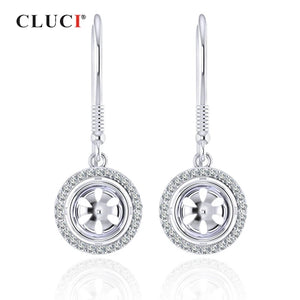 Silver Zircon Pearl Drop Earrings for Women