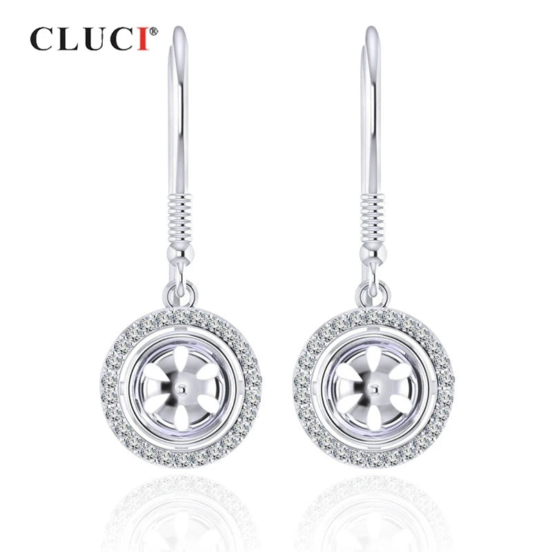 Silver Zircon Pearl Drop Earrings for Women