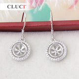 Silver Zircon Pearl Drop Earrings for Women