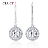 Silver Zircon Pearl Drop Earrings for Women