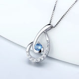 Sterling Silver 925 Oval Pendant with Zircon Charms DP027SB