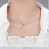 Sterling Silver 925 Oval Pendant with Zircon Charms DP027SB