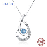 Sterling Silver 925 Oval Pendant with Zircon Charms DP027SB