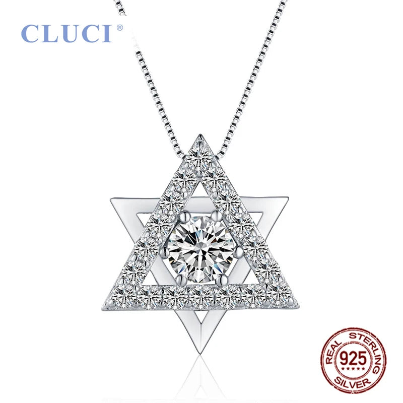 Sterling Silver Star Zircon Pendant for Women DP012SB