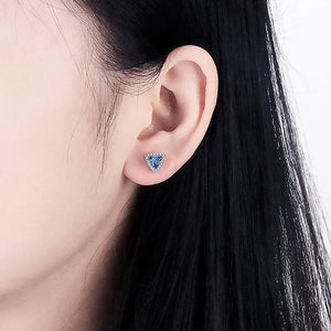 Silver 925 Triangle Stud Earrings with Big Zircon