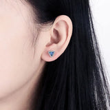 Silver 925 Triangle Stud Earrings with Big Zircon