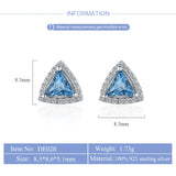 Silver 925 Triangle Stud Earrings with Big Zircon