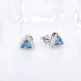 Silver 925 Triangle Stud Earrings with Big Zircon