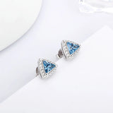 Silver 925 Triangle Stud Earrings with Big Zircon